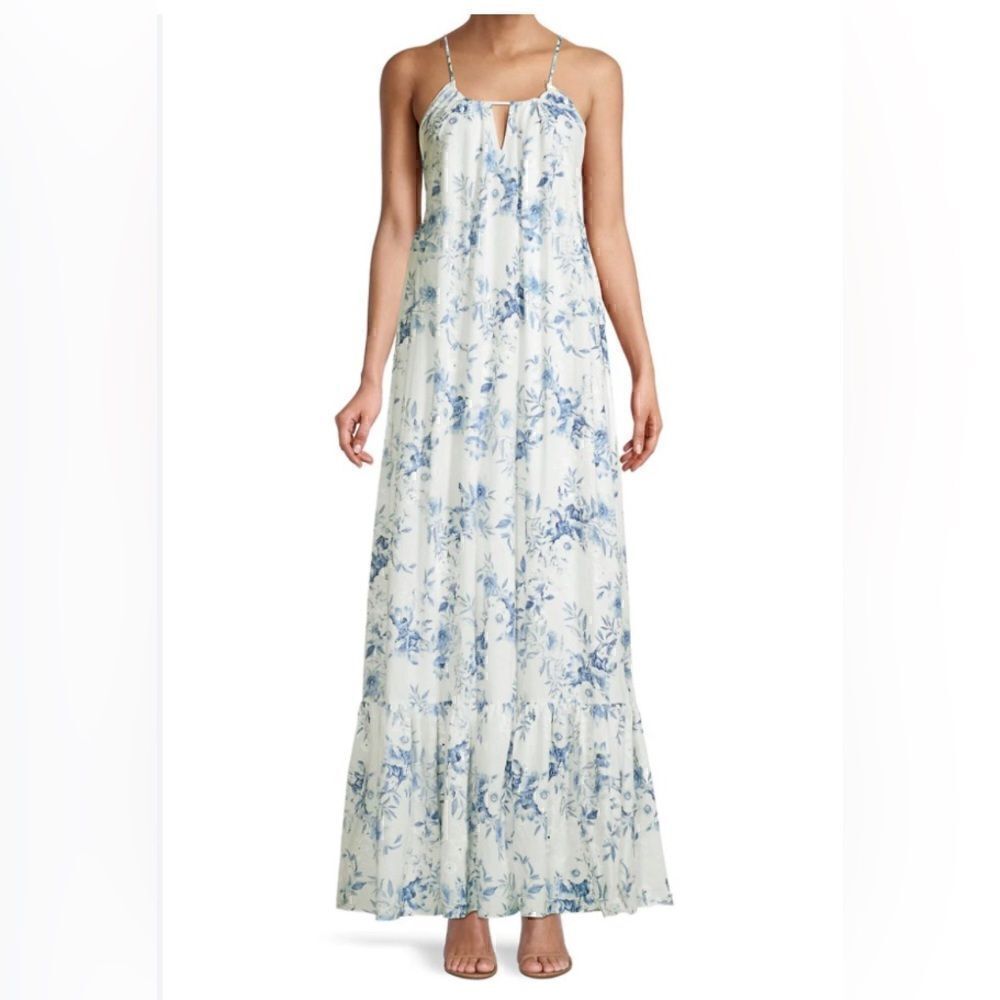 One 33 Social Print Eyelet Floral Maxi Dress Size 4